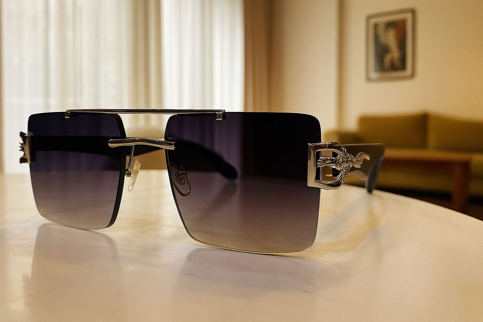 Meeran jaguar sunglasses with gradient lenses and a black/Silver frame, featuring UV protection